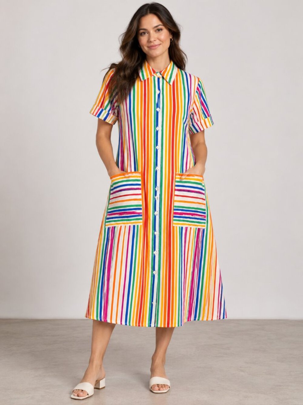 Christopher John Rogers x Target Rainbow Stripe Shirtdress Size 6